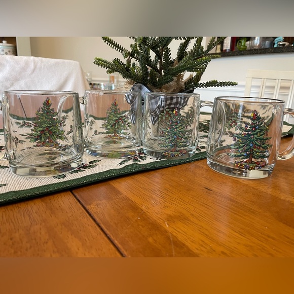 Spode Other - Spode 🎄Christmas Tree Glass Mugs, Set of 4